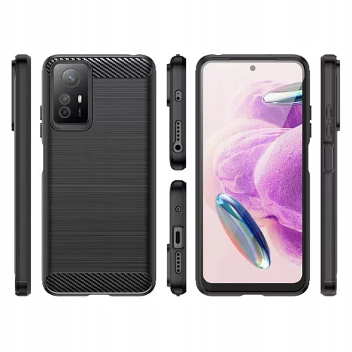 Techsuit - Carbon szilikon tok - Xiaomi Redmi Note 12S - Fekete