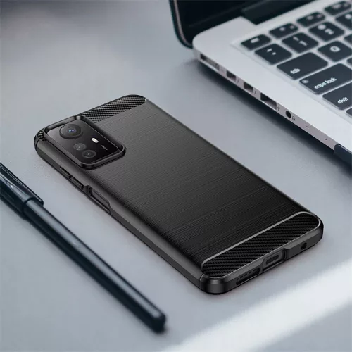 Techsuit - Carbon szilikon tok - Xiaomi Redmi Note 12S - Fekete