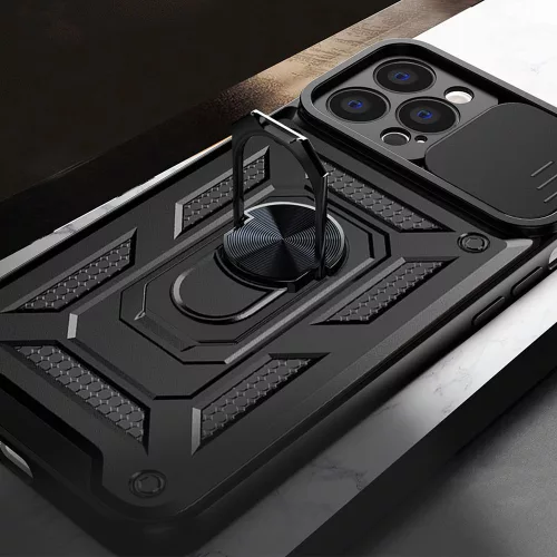 Techsuit - CamShield ütésálló tok - iPhone 15 Pro - Fekete