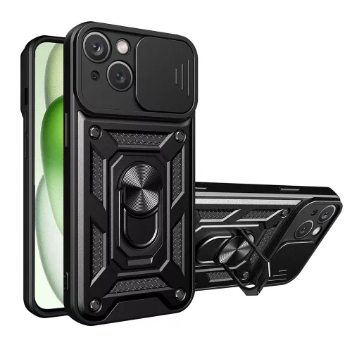 Techsuit - CamShield ütésálló tok - iPhone 15 Plus - Fekete