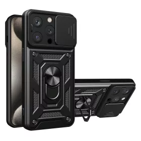   Techsuit - CamShield ütésálló tok - iPhone 15 Pro Max - Fekete