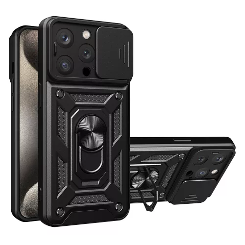 Techsuit - CamShield ütésálló tok - iPhone 15 Pro Max - Fekete