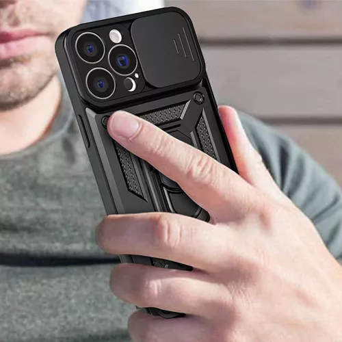 Techsuit - CamShield ütésálló tok - iPhone 15 Pro Max - Fekete