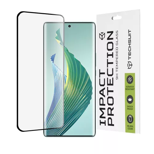 Techsuit - 111D Full Cover / Full Glue Glass / 3D Curved Screen - Honor Magic5 Lite - Black