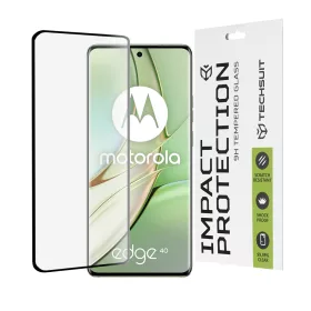   Techsuit - 111D Full Cover / Full Glue 3D hajltott kijelzőre üvegfólia - Motorola Edge 40 / Edge (2023) - Fekete