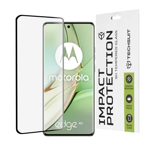 Techsuit - 111D Full Cover / Full Glue 3D hajltott kijelzőre üvegfólia - Motorola Edge 40 / Edge (2023) - Fekete