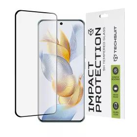   Techsuit - 111D Full Cover / Full Glue üvegfólia / 3D kerekített szélű kijelzőhöz - Honor 90 - Fekete széllel