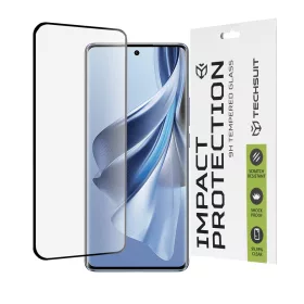   Techsuit - 111D Full Cover / Full Glue üvegfólia / 3D kerekített szélű kijelzőhöz - Oppo Reno10 - Fekete széllel