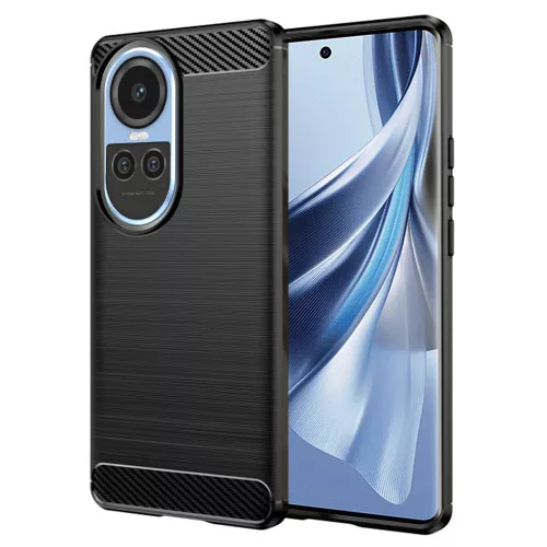 Techsuit - Carbon szilikon tok - Oppo Reno10 / Reno10 Pro - Fekete