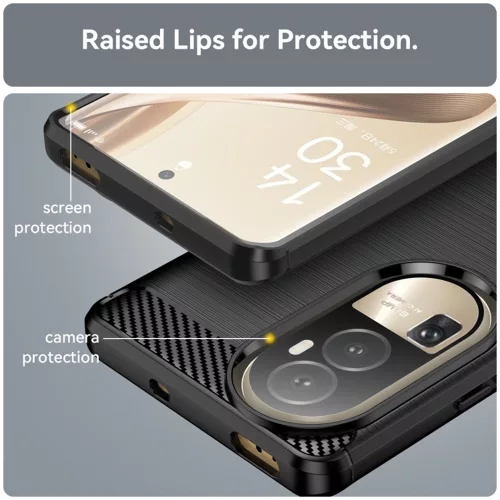 Techsuit - Carbon szilikon tok - Oppo Reno10 / Reno10 Pro - Fekete