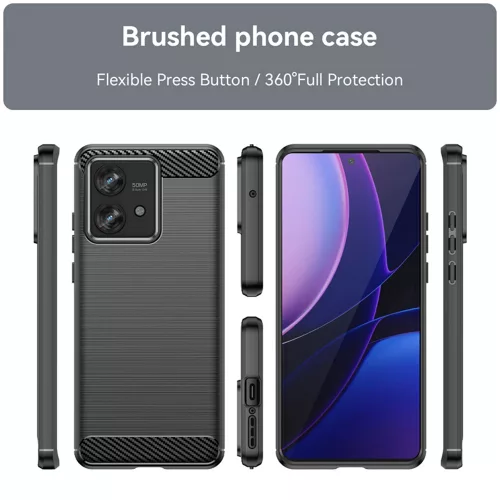 Techsuit - Carbon szilikon tok - Motorola Edge 40 Neo - Fekete