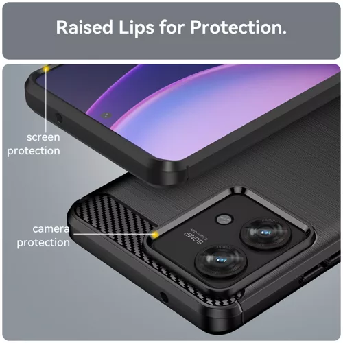 Techsuit - Carbon szilikon tok - Motorola Edge 40 Neo - Fekete