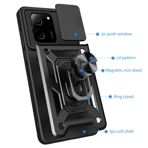 Techsuit - CamShield ütésálló tok - Xiaomi 13T / 13T Pro - Fekete