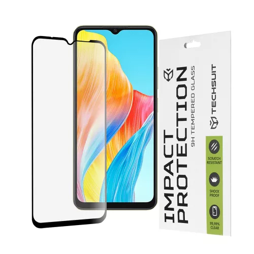 Techsuit - 111D Full Cover / Full Glue üvegfólia - Oppo A38 / A18 - Fekete széllel