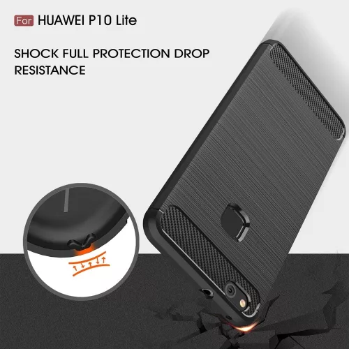 Techsuit - Carbon szilikon tok - Huawei P10 Lite - Fekete