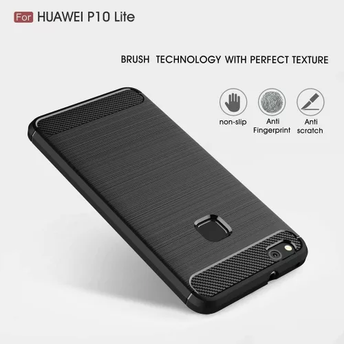Techsuit - Carbon szilikon tok - Huawei P10 Lite - Fekete