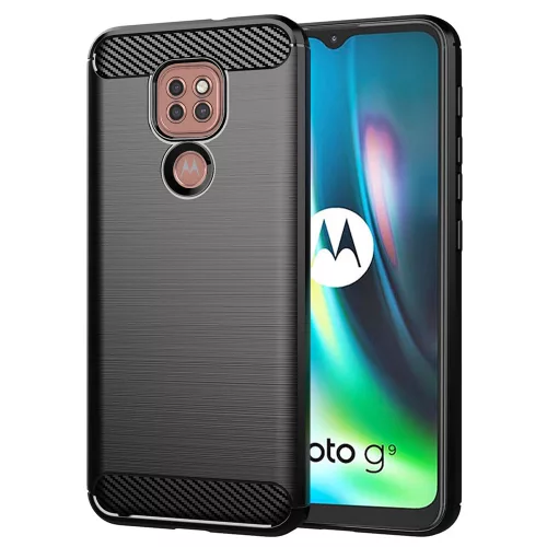 Techsuit - Carbon szilikon tok - Motorola Moto E7 Plus / Moto G9 Play - Fekete