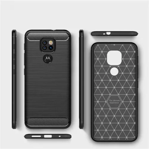 Techsuit - Carbon szilikon tok - Motorola Moto E7 Plus / Moto G9 Play - Fekete