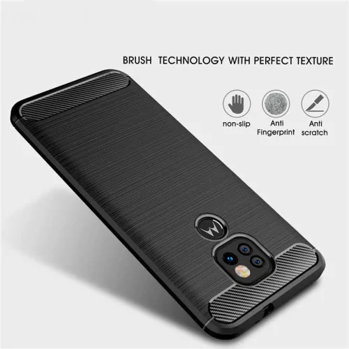 Techsuit - Carbon szilikon tok - Motorola Moto E7 Plus / Moto G9 Play - Fekete