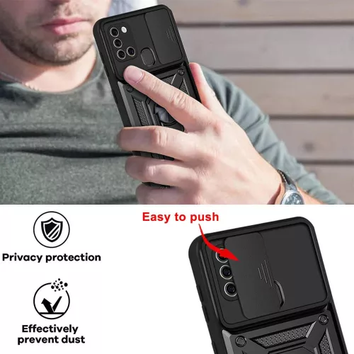 Techsuit - CamShield ütésálló tok - Samsung Galaxy A21s - Fekete