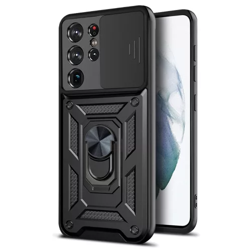 Techsuit - CamShield ütésálló tok - Samsung Galaxy S21 Ultra 5G - Fekete