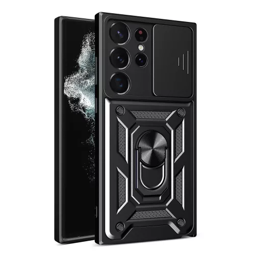 Techsuit - CamShield ütésálló tok - Samsung Galaxy S22 Ultra 5G - Fekete