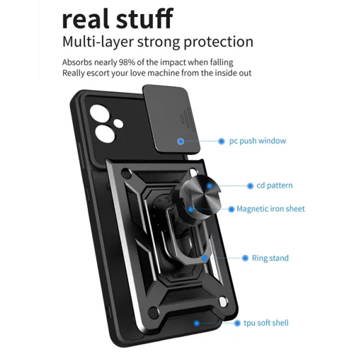 Techsuit - CamShield ütésálló tok - Samsung Galaxy A04e / M04 - Fekete