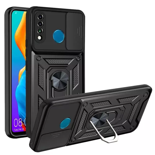 Techsuit - CamShield ütésálló tok - Huawei P30 Lite / P30 Lite New Edition - Fekete