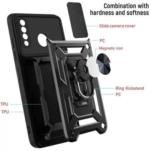 Techsuit - CamShield ütésálló tok - Huawei P30 Lite / P30 Lite New Edition - Fekete