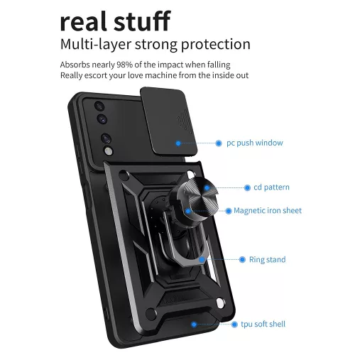 Techsuit - CamShield ütésálló tok - Honor 70 - Fekete