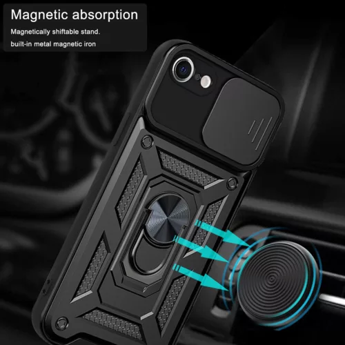 Techsuit - CamShield ütésálló tok - iPhone 7 / iPhone 8 / iPhone SE 2, SE 2020 / iPhone SE 3, SE 2022 - Fekete