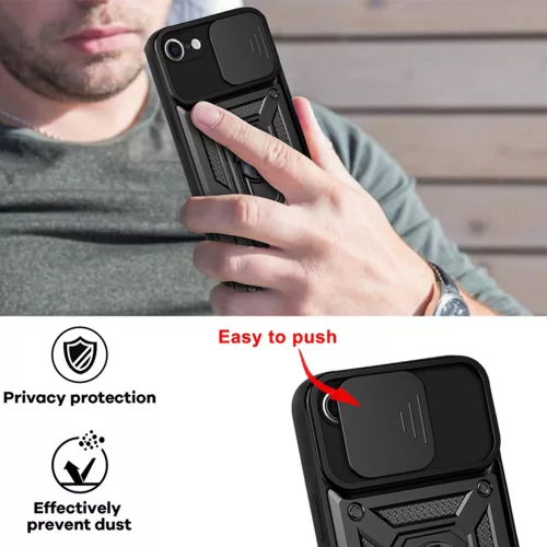 Techsuit - CamShield ütésálló tok - iPhone 7 / iPhone 8 / iPhone SE 2, SE 2020 / iPhone SE 3, SE 2022 - Fekete