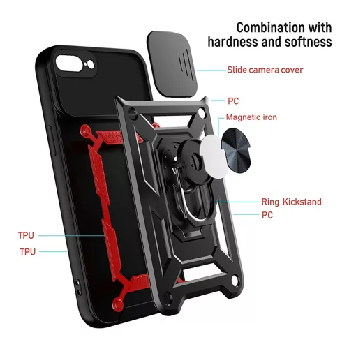 Techsuit - CamShield ütésálló tok - iPhone 7 Plus / iPhone 8 Plus - Fekete