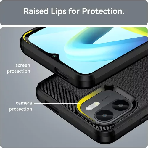 Techsuit - Carbon szilikon tok - Xiaomi Redmi A1+ / A2+ - Fekete