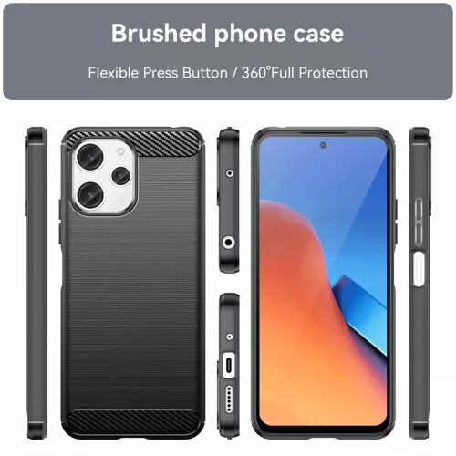 Techsuit - Carbon szilikon tok - Xiaomi Redmi 12 4G / 12 5G - Fekete