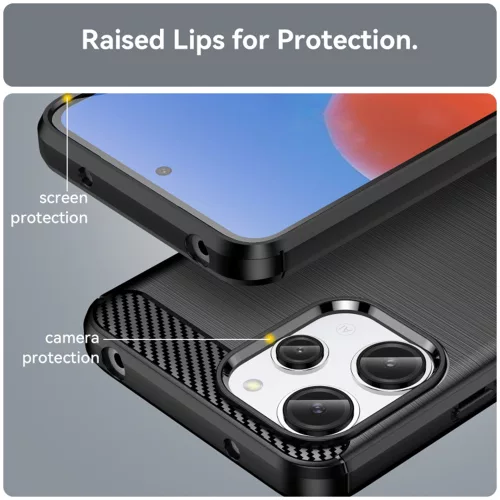 Techsuit - Carbon szilikon tok - Xiaomi Redmi 12 4G / 12 5G - Fekete