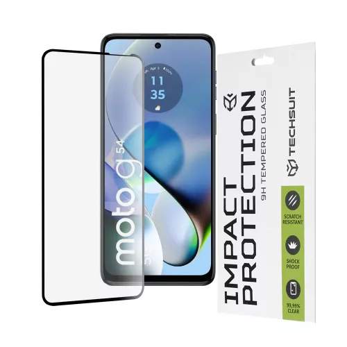 Techsuit - 111D Full Cover / Full Glue üvegfólia - Motorola Moto G14 / Moto G54 / Moto G54 Power Edition / Moto G64 - Fekete széllel