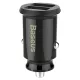 Baseus - Car Charger Grain (CCALL-ML01) - Dual USB, LED Backlight, 5V, 3.1A - Black