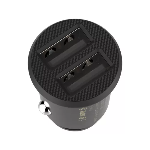 Baseus - Car Charger Grain (CCALL-ML01) - Dual USB, LED Backlight, 5V, 3.1A - Black
