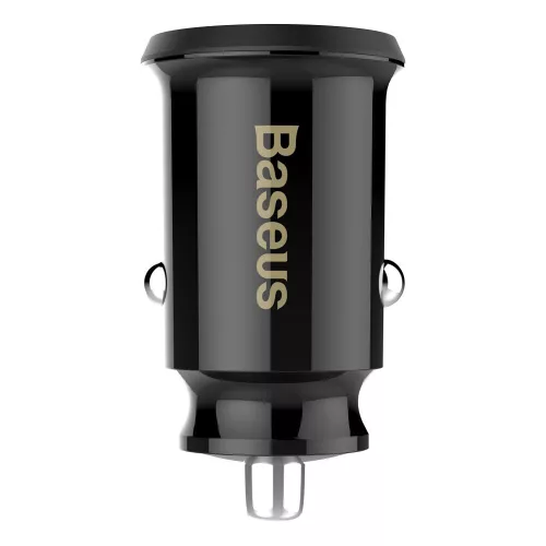 Baseus - Car Charger Grain (CCALL-ML01) - Dual USB, LED Backlight, 5V, 3.1A - Black