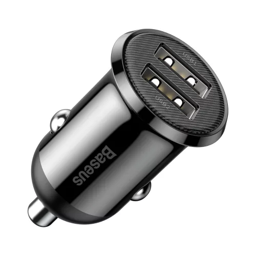 Baseus - Car Charger (CCALLP-01) - 2x USB, Mini Appearance, 4.8A - Black