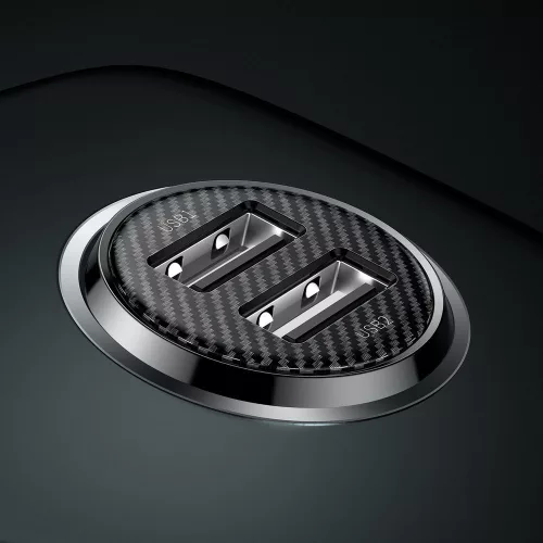 Baseus - Car Charger (CCALLP-01) - 2x USB, Mini Appearance, 4.8A - Black