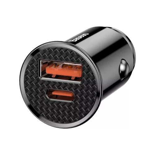 Baseus - Car Charger Circular (CCALL-YS01) - USB, Type-C, Fast Charging, 30W, 5A - Black