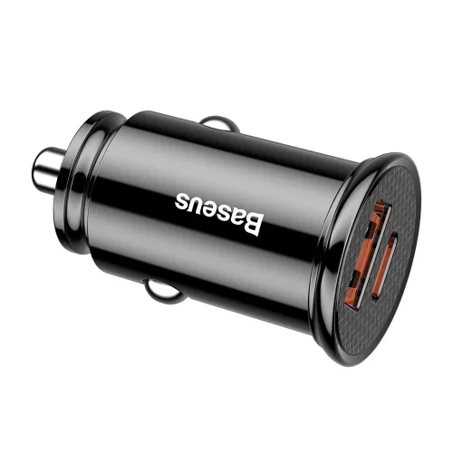 Baseus - Car Charger Circular (CCALL-YS01) - USB, Type-C, Fast Charging, 30W, 5A - Black