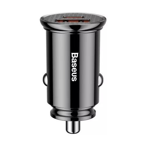 Baseus - Car Charger Circular (CCALL-YS01) - USB, Type-C, Fast Charging, 30W, 5A - Black