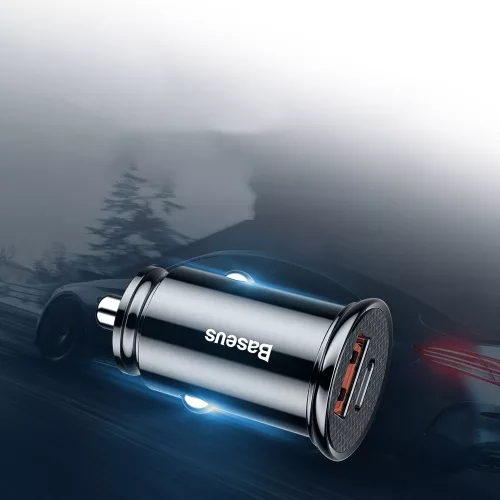 Baseus - Car Charger Circular (CCALL-YS01) - USB, Type-C, Fast Charging, 30W, 5A - Black