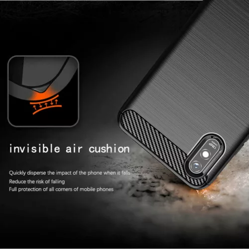Techsuit - Carbon szilikon tok - Xiaomi Redmi 9A / Redmi 9AT - Fekete