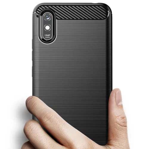 Techsuit - Carbon szilikon tok - Xiaomi Redmi 9A / Redmi 9AT - Fekete
