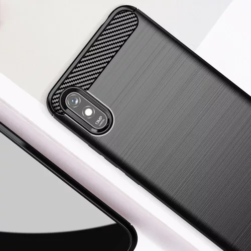 Techsuit - Carbon szilikon tok - Xiaomi Redmi 9A / Redmi 9AT - Fekete