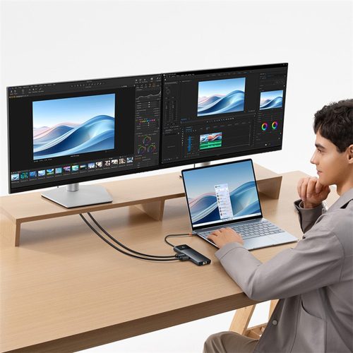 Baseus - Hub Metal Gleam Series II (B00061800123-00) - USB-C to 2 x HDMI, 3xUSB, 2xUSB-C, RJ45, SD,TF - Black